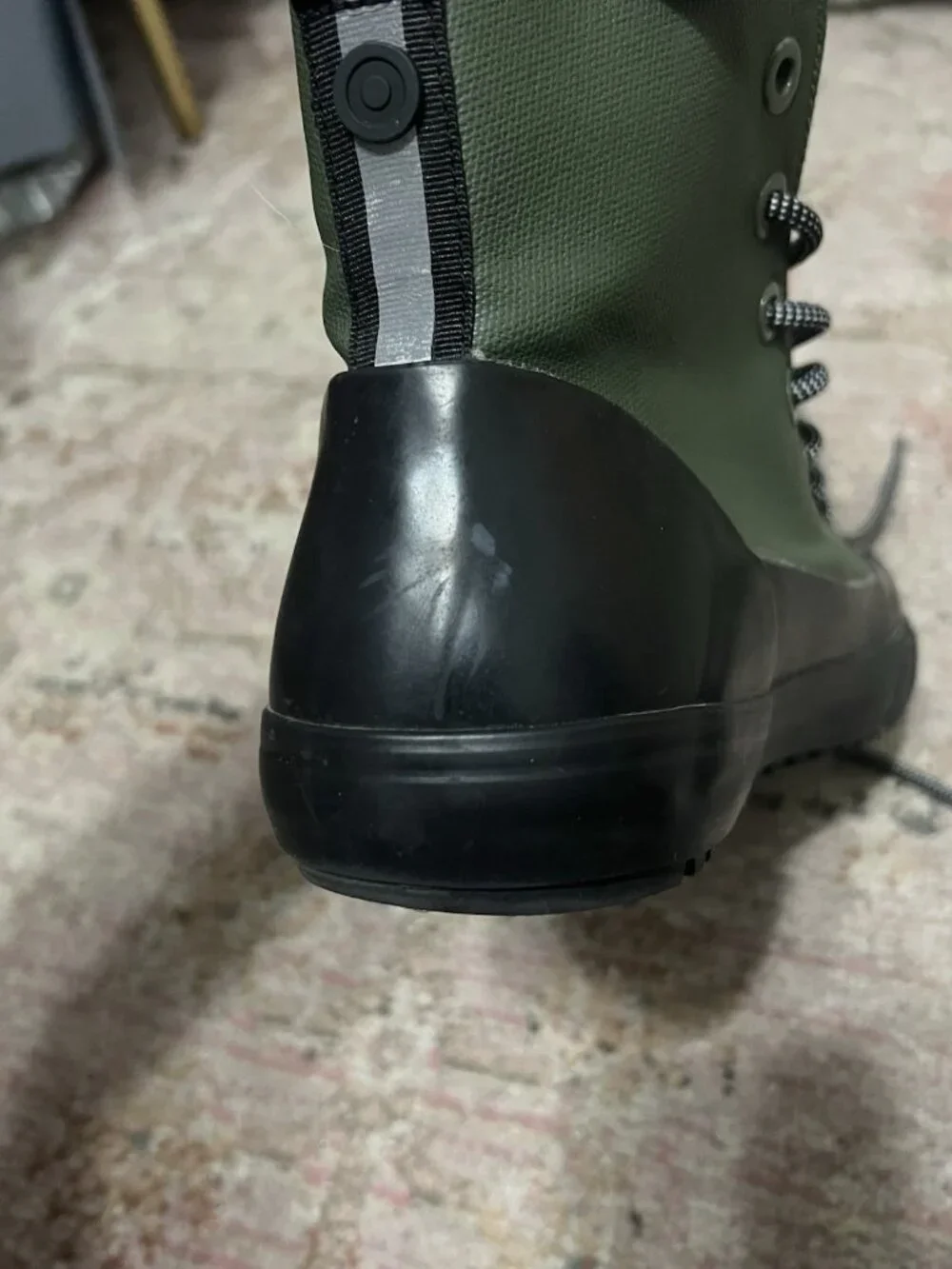 Hunter x Target Green Canvas/ Black Rubber Ankle Rain Boots Men 7.5 Women 9.5